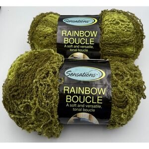 2 Skeins 1 Lot Sensations Rainbow Boucle Acrylic/Nylon, Green, 853 yds ea